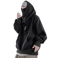 Men Autumn Hoodie Solid Color Hooded Long Sleeves Oversized Hip Hop Warm High Collar High Street Win