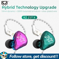 KZ ZST X Earphone 1BA+1DD Hybrid Unit Music IEM Headphone 3.5mm Wired Noise Cancelling Sport Game He