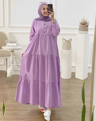 Gamis Rayon Midi Dress Polos Panjang Muslim Wanita  Kirania Gamis Daster Susun Tebal Adem Busui Kancing  Kekinian Model Terbaru 2023 Kondangan Handmade Pekalongan