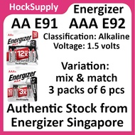 [Authentic] Energizer AA E91 / AAA E92 MAX Alkaline Battery 1.5V (6pcs/card)[FAST SHIP OUT]