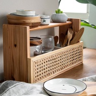 Tomood/ 土與木之間 手工實木籐編 增量雙層 置物架