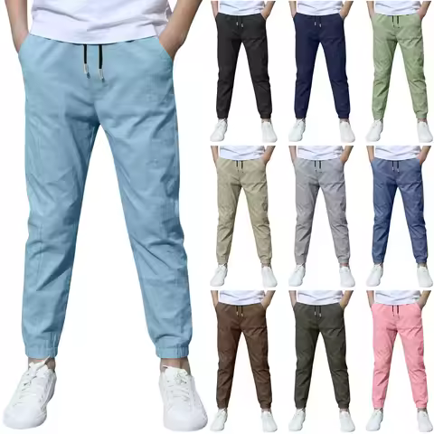 Summer Children Pants Casual Boys Cotton Linen Lightweight Harem Trousers with Pockets Kids Jogger P
