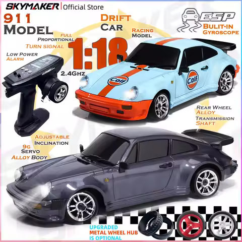 Skymaker LDRC 1/18 RC Drift Car LD1898 911 Mode 2.4GHz with Gyroscope on-Road Alloy Body Shell Racin
