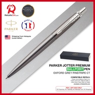 Parker Jotter Premium Ballpoint Pen - Oxford Grey Pinstripe CT (Black - Medium (M) Refill) / {ORIGINAL} / [RetailsON]