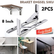 Bracket Engsel Siku Stainless Steel 65kg 8 Inch 2 PCS 19.5x13 Cm Ambalan Lipat Penyangga Rak Dinding
