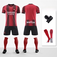 AC Milan Home Short Sleeve Football Kit 2425 เสื้อฟุตบอลชาย ชุดฝึกซ้อม ชุดแข่งขัน เสื้อสเวตเตอร์แขนส