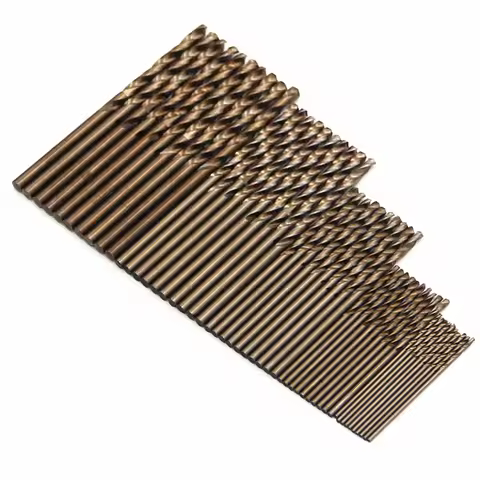 50pcs Twist Drill Bit Set,1mm-3mm M35 Cobalt High Speed Steel Drill Bits,Round Shank,For Wood&Metal,