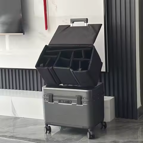 Aluminum Frame Flip-Top Horizontal Luggage 21/23/25 Inch Photography Case Tool Box Trolley Case Mirr