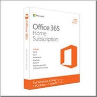 中文版 Office 365 家用版 一年訂閱盒裝無光碟 (跨平台)