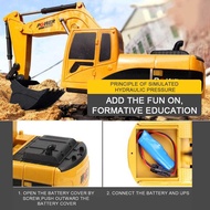 1/24 RC Excavator RC Car Construction Tractor Kids Toy with Lights & Sounds (Yellow)
