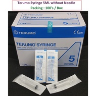 TERUMO SYRINGE 5ML WITHOUT NEEDLE (LUER LOCK TIP)- 100 PCS (TS5ML) 5ml syringe