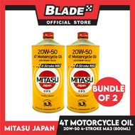 2pcs Mitasu MJ945 20W-50 4T Motorcycle Oil API SL/ JASO MA2 800ml for Motorcycle Engine