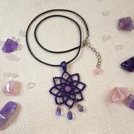 N017-手工編織曼陀羅項鍊 深紫色