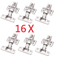 16 Pieces Cabinet Hinge Stainless Steel with Hydraulic Damper Buffer Soft Close Quiet Closing Cabinet Door Hinges Kitchen Cupboard Home Furniture Half-Overlay Type