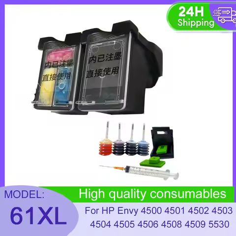 Vilaxh Refillable 61 XL Deskjet 1000 1050 1050A 1510 2000 2050 2050A 3000 Printer Ink Cartridge Repl