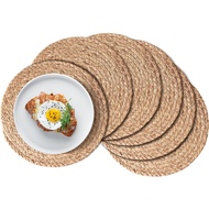 Round Woven Placemats Set of 6 Boho Rattan Place Mats Farmhouse Weave Circle Table Mats for Dining T