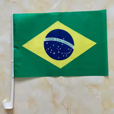 30*45cm Brazil car flag Brazil car waving Flag National Flag standard-bearer waving flag with plasti