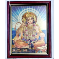 Hanuman Photo Frame A3 Size With Glass Gold Foil Anjeeneyar Picture