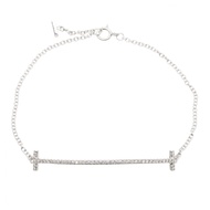 【二手】蒂芙尼 T 字Smile鑽石中號手鍊 60150744，腕圍 16.5 厘米，18K白K金，鑲鑽 T 字Smile鑽石中號手鍊