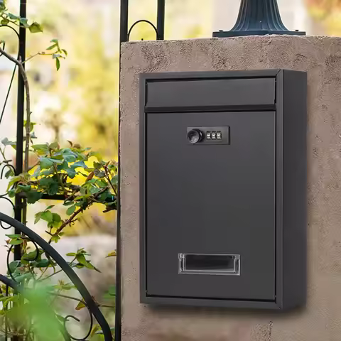Large Vintage Mount Mailbox Lockable Letterbox Drop Box Post Letter Rust Proof for Newspaper Townhou