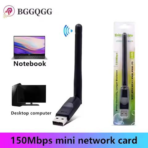 BGGQGG 150Mbps Mini USB WiFi Adapter Wireless Network Card 150M LAN Wi-Fi Receiver Dongle Antenna 2.