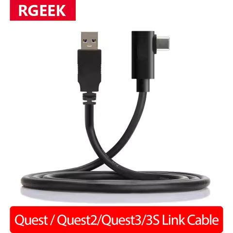RGEEK 1m 3m 5m 90 Degrees Elbow Link Cable For Quest 2/Quest 3S/Quest 3 USB A to USB-C Steam VR Ques