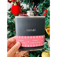 Personalised Leather Alcohol Flask, embossed leather flask for whiskey alcohol - Monogram with initi