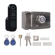 HSTT Tuya WiFi No Wiring Waterproof Fingerprint Lock Digital Code Electronic Door Lock For Home Security Compatible with Google Home Amazon Alexa