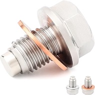 M12x1.5 Stainless Steel Magnetic Engine Oil Drain Plug with 6 Washers,Fits Polaris RZR Sportsman Kaw