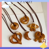 LA Bread Pendant Necklace, Handmade Bread Alkaline Water Fashion Versatile Pendant, Gift Bread Food 