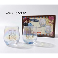 Mirey And Chiemi Striped Water Glass Size 3"x3.8" Set Of 2 1 From Japan