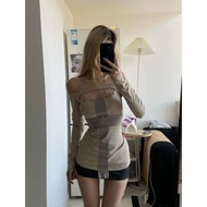 Asia y2k Women's T-shirt t Subculture Yabi Visual Style Long Sleeve Top with Hollowed Out Shoulders 