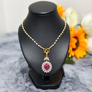 2 Kings Necklace Rice Seed Pattern Pink Gem Pendant There Are 2 Types To Choose From Size 2 Mm Lengt
