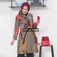 KATUN ARIANI Tunic Top Women's Long Sleeve Batik Shirt Original Prabuseno Modern Premium Jumbo Big S