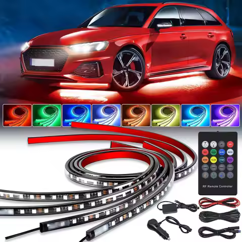 Neon LED RGB Car Underglow Bottom Light Remote/APP Control Waterproof Underbody Lamp Strip for Audi 