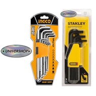 STANLEY INGCO FORCE hexagon allen key ball end type 1.5 TO 10MM /L key set mm /hexagon wrench set / 