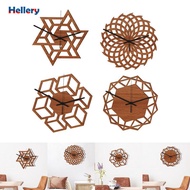Hellery 12inch Wood 3D Wall Clock Large Silent Geometric Modern Wall Hanging Watch for Home, Kitchen