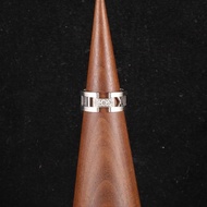 TIFFANY&CO(蒂芙尼)  18K白金 鑽石 白金 Atlas 鏤空羅馬數字 三鑽 戒指 18K