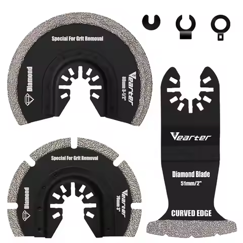 Vearter 3PCS Diamond Multifunctional Tools with Adapter, Multitool Saw Blades Oscillation Tools for
