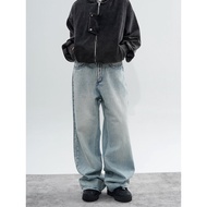 สูง เอว ขาตรง เดนิม กางเกงยีนส์ ผู้ชาย หลวม ลำลอง ยาว กางเกงขายาว ขากว้าง อินเทรนด์ สตรีทสไตล์ Vinta