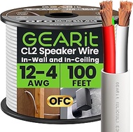 GearIT Pro Series 12 Gauge 4-Conductor Speaker Wire (100 Feet / 30 Meters) 12 AWG OFC (99.9% Oxygen 