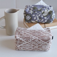 Cotton Linen Heavy Industry Embroidery Fabric Tissue Box French ins Embroidered Tissue Cover Paper S