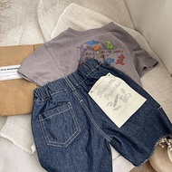 2026 Children's T-Shirt Short-Sleeved 2025 New Style Boys Girls Korean Version Active Cartoon Printe
