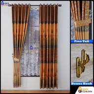 Gorden Pintu Dan Jendela Kamar Mewah Bahan Blackout Import Motif Bunga Tulip Model Smokering