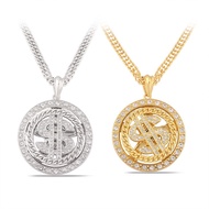 Hip-hop Street Dollar Turntable Necklace Rap HIPHOP Can Turn Dollar Pendant Vibrato