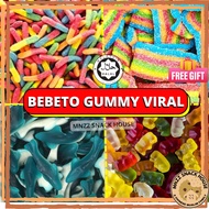 [FREE 1 Candy] Halal Sour Belt Gummy Candy Haribo Bebeto Bear Sweet Sour Jelly Gula Snack Coklat Doo