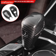 CRAFTSERIES 2Pcs/Set Car Gear Shift Knob Cover Trim Styling Accessories Carbon Fiber For BMW 2/3/4 S