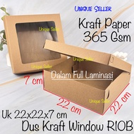 [Isi10] Dus Nasi KRAFT 16x16x7 18x18x7 20x20x7 22x22x7 Jendela Full Laminasi 350 Gram / Dus Bos Kota