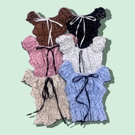 Havanas But Grow Lace Doll Sleeves Decorated With A Bow In Front Smocked Waist Slim Fit The Work Is 