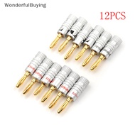 【FOSG】 12Pcs Golden Nakamichi Speaker Banana Plug Connector Adapter Connectors Hot